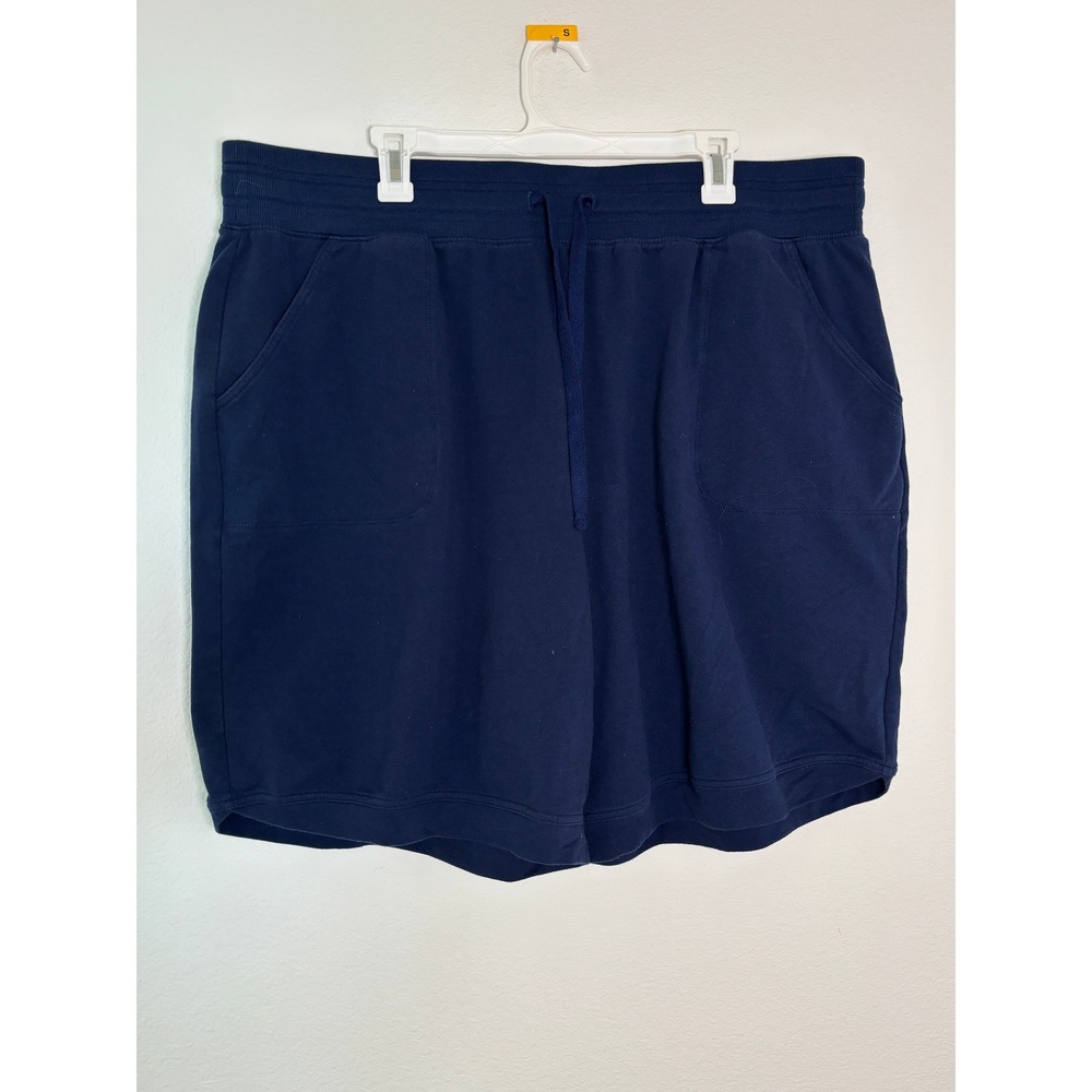 St. Johns Bay Navy Bermuda Knit Shorts Womens 2X Plus Size Drawstring Pockets